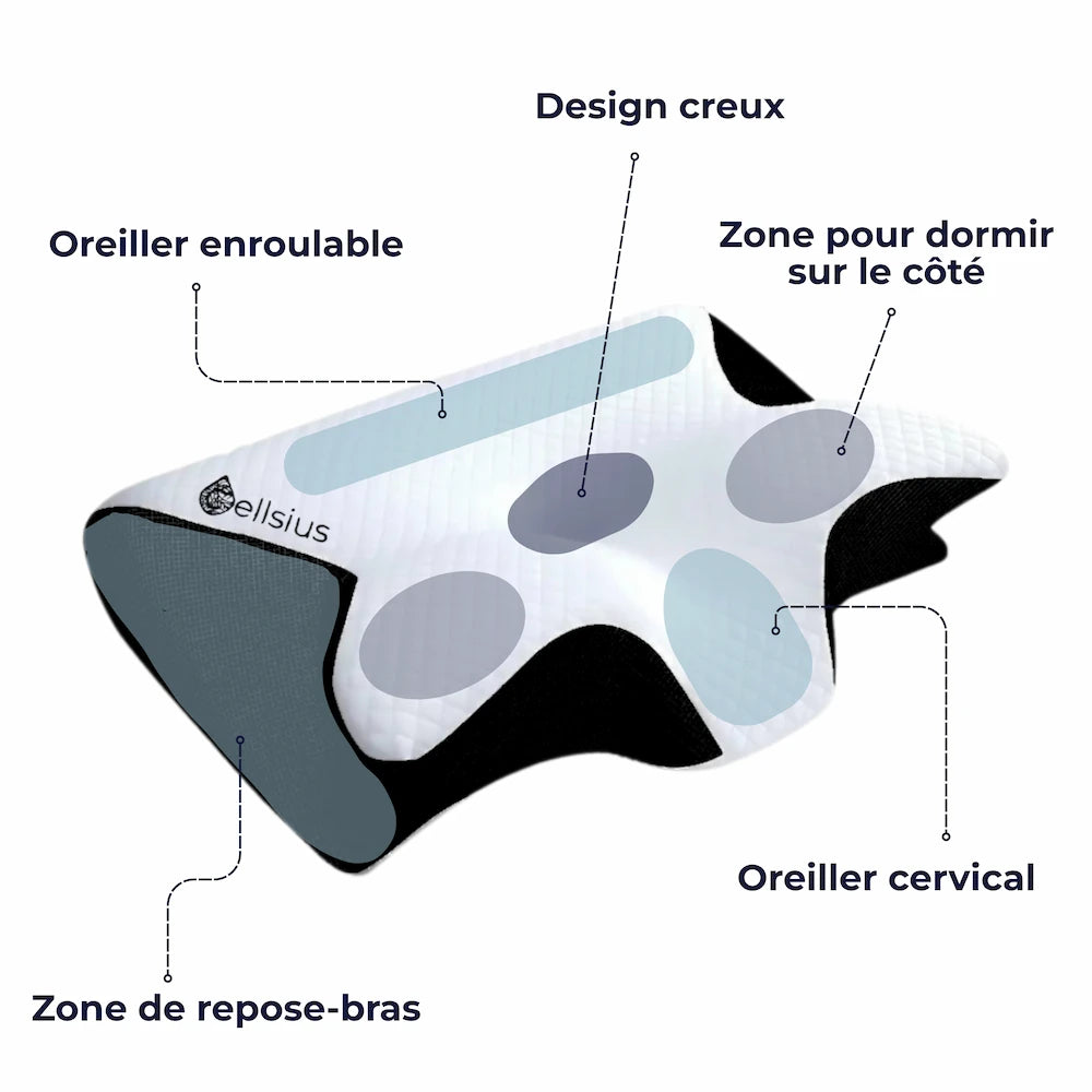 Oreiller Papillon Cervical Cellsius - Le secret du dormeur latéral et dorsal