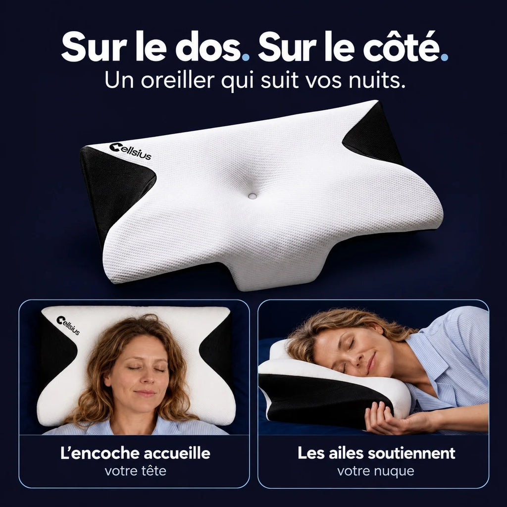 Oreiller Papillon Cervical Cellsius - Le secret du dormeur latéral et dorsal