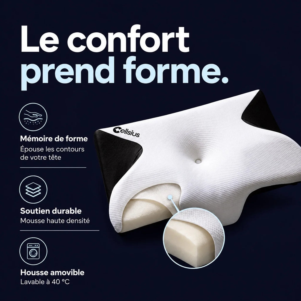 Oreiller Papillon Cervical Cellsius - Le secret du dormeur latéral et dorsal
