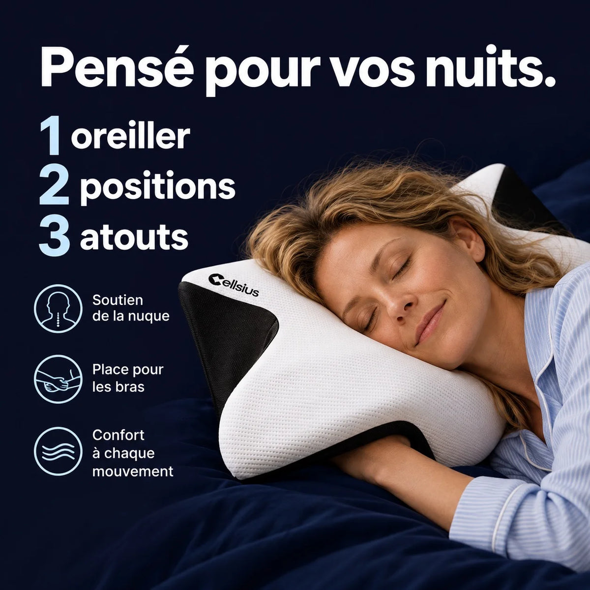 Oreiller Papillon Cervical Cellsius - Le secret du dormeur latéral et dorsal