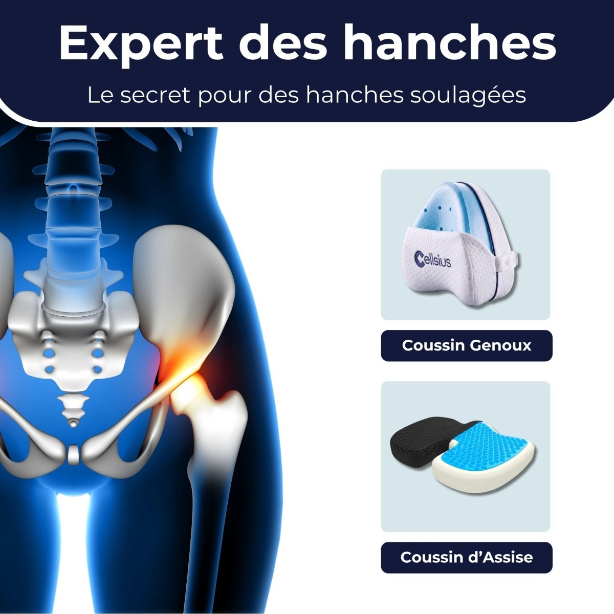 Kit Expert des hanches - Le secret pour des hanches soulagées - Cellsius | L’Orthopédie au service de votre bien - être