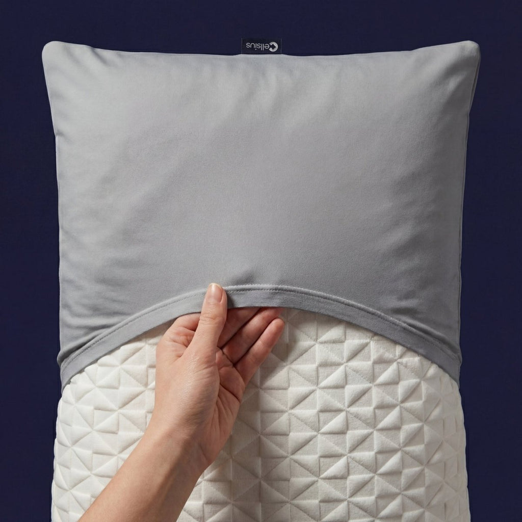 Taie d'oreiller en nylon fraîche et douce (système drap housse) - Pose rapide, nuits fraîches - Cellsius | L’Orthopédie au service de votre bien - être