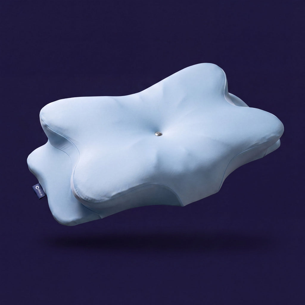 Oreiller ergonomique à mémoire de forme Cellsius pour enfant, forme papillon, coloris bleu
