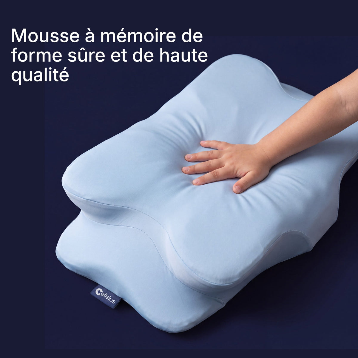 Oreiller ergonomique Cellsius pour enfant en mousse à mémoire de forme de haute qualité, testée et sûre