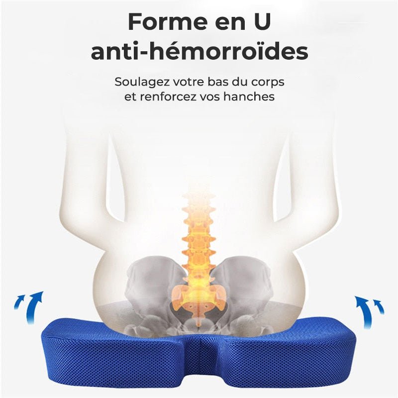 Coussin Ergonomique En Mousse Mémoire De Forme - Pour Coccyx, Sciatique, Hémorroïdes, Mal De Dos - Chaise Bureau, Voiture, Fauteuil Roulant